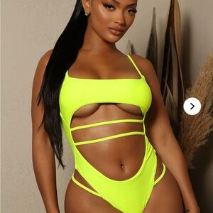 Neon Yellow Cutout Swimsuit